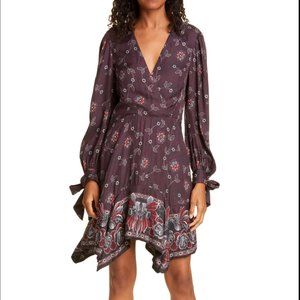 NWT REBECCA TAYLOR LS Claudine Silk Blend Handkerchief Dress Size 8